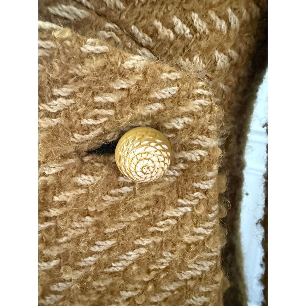 Vintage 60s Franklin Simon New York Mustard Gold Side Button Coat S M - Picture 6 of 13